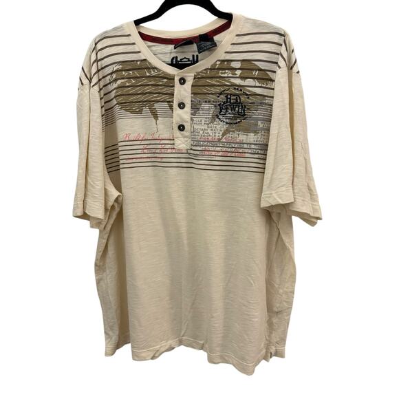 Vintage Harley Davidson Short Sleeve Shirt 2XL Henley V-Twin Power Cotton FLAW - Picture 1 of 11